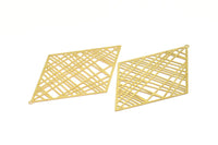 Brass Earring Charm , 6 Raw Brass Diamond Earring Charms With 1 Loop Pendants, Findings (82x52mm) E567