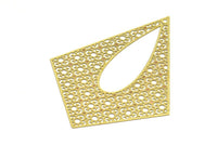 Brass Earring Charm , 6 Raw Brass Diamond Earring Charms With 1 Hole Pendants, Findings (71x56mm) E576