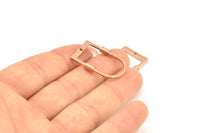 D Shape Rings, 2 Rose Gold Plated Brass Hammered D Shape Connectors With 1 Hole, Rings  (29x19x1.3mm) BS 1876 Q0583