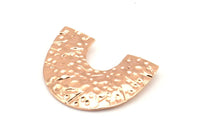 Rose Gold Semi Oval Pendant, 2 Rose Gold Plated Brass Semi Oval Pendants With 2 Loops, Necklace Findings (21x27x0.8mm) BS 2002 Q0585