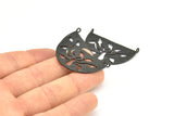 Ethnic Tree Pendant, 2 Oxidized Black Brass Semi Circle Pendant With 2 Loops (38x21x0.9mm) BS 1939 S1063