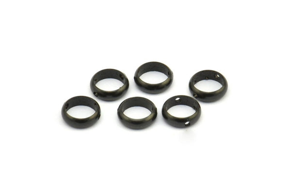 Black Circle Connector, 25 Oxidized Black Brass Circle Ring Connector With 2 Holes, Findings (8x2.5mm) BS 1850 S796