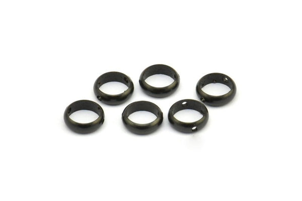 Black Circle Connector, 25 Oxidized Black Plated Brass Circle Ring Connector With 2 Holes, Findings (8x2.5mm) BS 1850 H0260