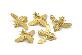 Brass Bee Pendant, 4 Raw Brass Bee Charm With 1 loop, Pendant (21x24mm) E585