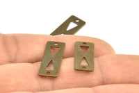 Antique Tribal Charm, 25 Antique Bronze Rectangle Tribal Charms, Pendant, Findings  (20x8mm) K181