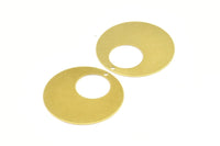 Brass Ear Hoops, 20 Raw Brass Round 1 Hole Stamping Earring Findings, (32mm) D0006