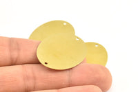 Brass Cabochon Tag, 10 Raw Brass With 2 Holes Stamping Tag Connectors, Cabochon Tags, Findings (37x27 Mm) Brs 594 A0140