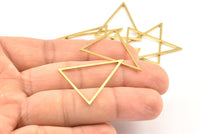 Triangle Brass Charm, 12 Raw Brass Triangles (34x34x27mm) Bs-1306