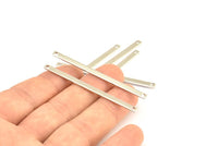 Long Necklace Bar, 10 Silver Tone Bar Connectors With 2 Holes (55x3x1mm) Brc 148--A0825 H0597
