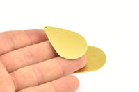 Brass Drop Charm, 6 Raw Brass Drop Blanks With 1 Hole (40x27x0.80mm) Y231