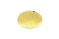 Brass Round Charm, 12 Raw Brass Textured Convex Round Charms With 1 Hole, Earrings, Findings (20x0.80mm) MN41
