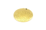 Brass Round Charm, 12 Raw Brass Textured Convex Round Charms With 1 Hole, Earrings, Findings (20x0.80mm) MN41
