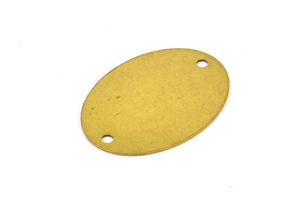 Brass Cabochon Tag, 10 Raw Brass Stamping Oval Connectors With 2 Holes, Cabochon Tags, Findings (26x19mm) Brs 592 A0210