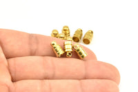 Brass Chain End, 12 Raw Brass End Cap, Cord Tip, 5mm Cord End - (6x11mm) B0018
