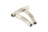 10 Pcs 30x5 Mm Hole Line Silver Tone Brass Wave Tube Spacer Bead ,charms,findings Sb-96 D0357