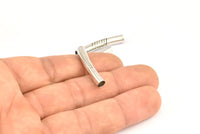 10 Pcs 30x5 Mm Hole Line Silver Tone Brass Wave Tube Spacer Bead ,charms,findings Sb-96 D0357