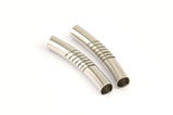 10 Pcs 30x5 Mm Hole Line Silver Tone Brass Wave Tube Spacer Bead ,charms,findings Sb-96 D0357