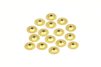 Tiny Spacer Bead, 100 Raw Brass Middle Hole Spacer Bead,bead Caps ,charms ,pendant ,findings (7mm) Brs 637 A0451