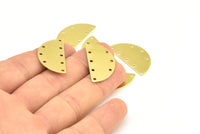 Half Moon Charm, 10 Raw Brass Semi Circle Blanks With 8 Holes (30x15x0.80mm) A0737