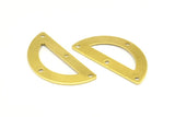 Half Moon Charm, 24 Raw Brass Semi Circle Blanks With 4 Holes (30x15x0.80mm) A0913