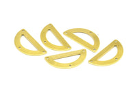 Half Moon Charm, 24 Raw Brass Semi Circle Blanks With 3 Holes (30x15x0.80mm) C010