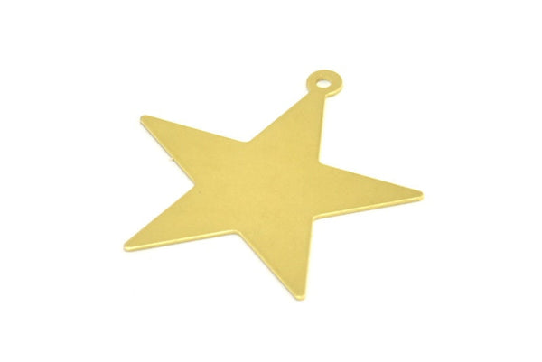 Brass Star Charm, 24 Raw Brass Star Charms with 1 Loop (30mm) B0178