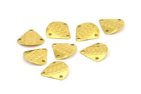 Textured Pie Charm, 50 Raw Brass Textured with 3 Holes Charms, Findings (13mm) Brs 645   A0470
