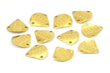Textured Pie Charm, 50 Raw Brass Textured with 3 Holes Charms, Findings (13mm) Brs 645   A0470