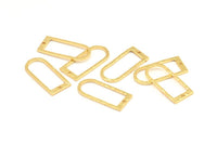 D Shape Rings, 3 Gold Plated Brass Hammered D Shape Connectors With 1 Hole, Rings  (29x13x1.3mm) BS 1873 Q0601
