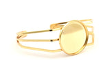 Gold Triple Bracelet, 1 Gold Plated Brass Triple Bracelet 25mm Pad Size (68x17x1.5mm) R033