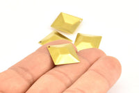 Brass Square Pyramid, 10 Raw Brass Square Pyramid Charms, Findings  (16mm) Brs 569 A0094