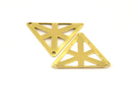 Triangle  Pendant, 20 Raw Brass Triangle Charms With 2 Holes (22x25mm) A0055