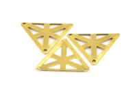 Triangle  Pendant, 20 Raw Brass Triangle Charms With 2 Holes (22x25mm) A0055