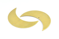 Moon Wall Art, 5 Raw Brass Crescent Moon Wall Hanging Decor with 2 Holes (55x20x0.60mm) H0243
