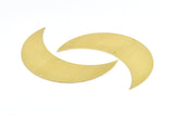 Moon Wall Art, 3 Raw Brass Crescent Moon Wall Hanging Decor with 2 Holes (75x26x0.60mm) H0278