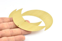 Moon Wall Art, 3 Raw Brass Crescent Moon Wall Hanging Decor with 2 Holes (75x26x0.60mm) H0278