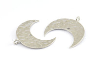 Hammered Crescent Pendant, 2 Silver Tone Brass Hammered Crescent Pendants With 1 Loop and 1 Hole (25x10x1mm) U146 H0505