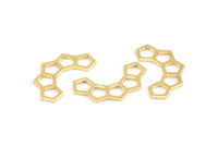 Gold Honeycomb Charm, 12 Gold Plated Brass Semi Honeycomb Charms (17x9.5x5x0.8mm) E049