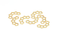 Gold Honeycomb Charm, 12 Gold Plated Brass Semi Honeycomb Charms (17x9.5x5x0.8mm) E049