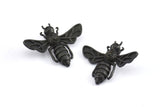 Black Bee Pendant, 4 Oxidized Brass Black Bee Charm With 1 loop, Pendant (21x24mm) E585 S823