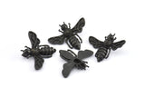 Black Bee Pendant, 4 Oxidized Brass Black Bee Charm With 1 loop, Pendant (21x24mm) E585 S823