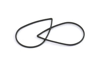 Black Drop Ring, 24 Oxidized Brass Black Drop Connectors (38x25mm) Bs 1127 S548