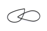 Black Drop Ring, 24 Oxidized Brass Black Drop Connectors (38x25mm) Bs 1127 S548