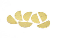 Semi Circle Pendant, 24 Raw Brass Semi Circle Blanks With 4 Holes (21x10x0.80mm) R037