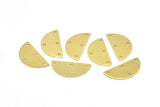 Semi Circle Pendant, 24 Raw Brass Semi Circle Blanks With 4 Holes (21x10x0.80mm) R037