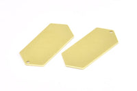 Brass Hexagon Blank, 12 Raw Brass Hexagon Stamping Blank Tag Charms With 1 Hole (36x16x0.80mm) Y068