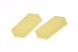 Brass Hexagon Blank, 12 Raw Brass Hexagon Stamping Blank Tag Charms With 1 Hole (36x16x0.80mm) Y068