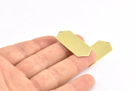 Brass Hexagon Blank, 12 Raw Brass Hexagon Stamping Blank Tag Charms With 1 Hole (36x16x0.80mm) Y068