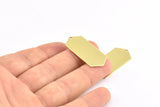 Brass Hexagon Blank, 12 Raw Brass Hexagon Stamping Blank Tag Charms With 1 Hole (36x16x0.80mm) Y068