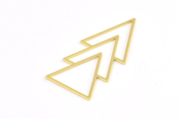Gold Triangle Pendant, 2 Gold Plated Brass Geometric Pendants (46x21x1mm) E034 Q0597